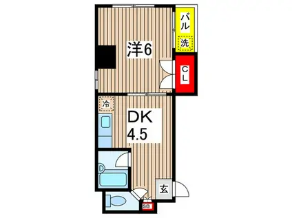 ハイムコウヤA(1DK/1階)の間取り写真