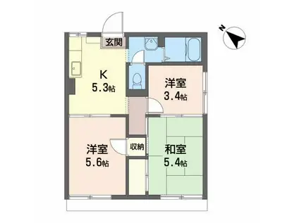 イーストコーヨーKEN(3K/1階)の間取り写真