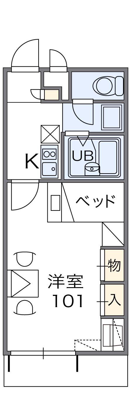 レオパレス翼(1K/1階)の間取り写真