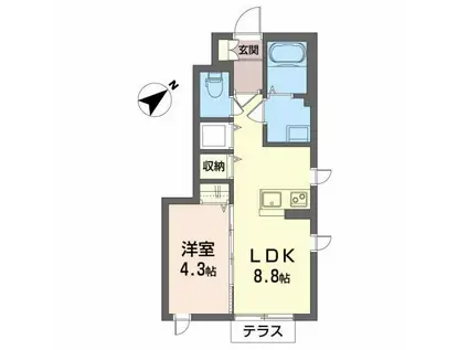 シャーメゾングランドガーデンC(1LDK/1階)の間取り写真