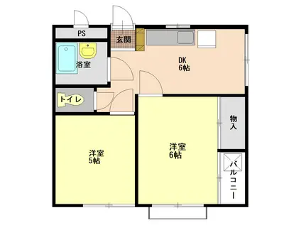 キネヤビル(2DK/3階)の間取り写真