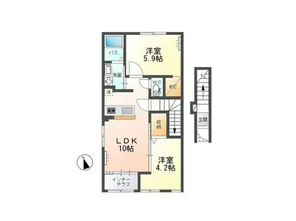 PATRIE(2LDK/2階)の間取り写真