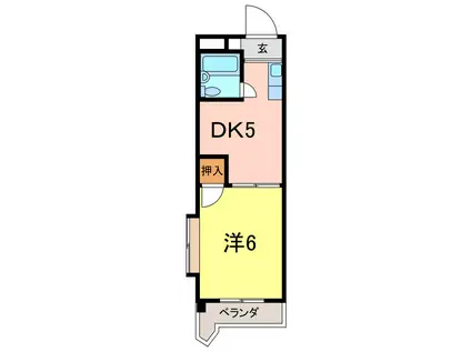 ビラ三秀中山(1DK/2階)の間取り写真