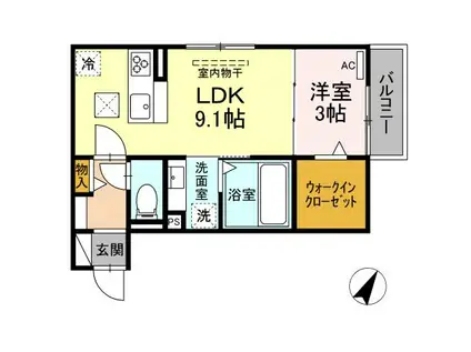 レクエルド(1LDK/1階)の間取り写真