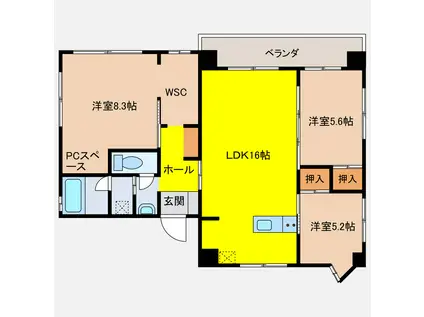 プランドールS.TII(3LDK/2階)の間取り写真