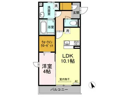 プリムローズ(1LDK/1階)の間取り写真