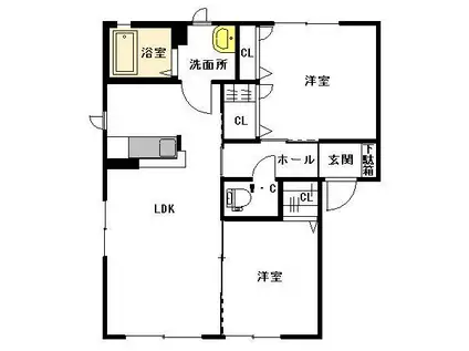 ノール・コート(2LDK/1階)の間取り写真