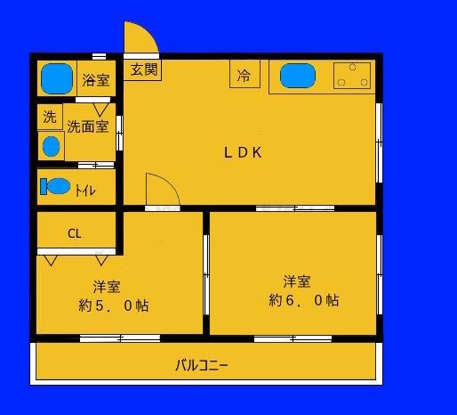 大丸ハイツ(2LDK/2階)の間取り写真