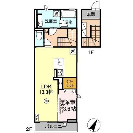 ソラリス(1LDK/2階)の間取り写真