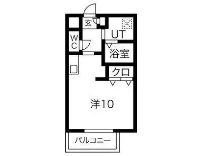 カーサ千年(ワンルーム/2階)の間取り写真