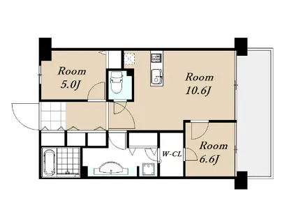クラウンハイム弁天町(2LDK/14階)の間取り写真