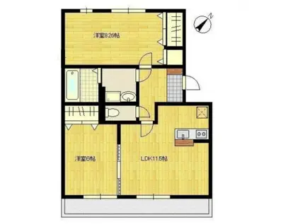 ニューリバーサイド夢咲A(2LDK/3階)の間取り写真