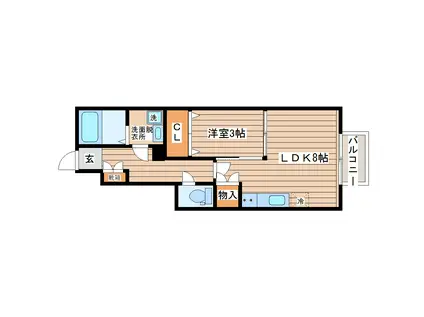 アンセル若林(1LDK/1階)の間取り写真
