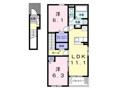 ソレアード・ポールIII(2LDK/2階)の間取り写真