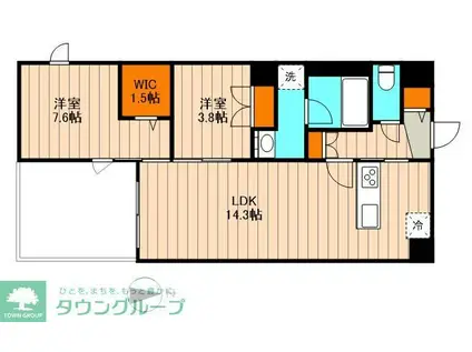 レガリア(2LDK/2階)の間取り写真