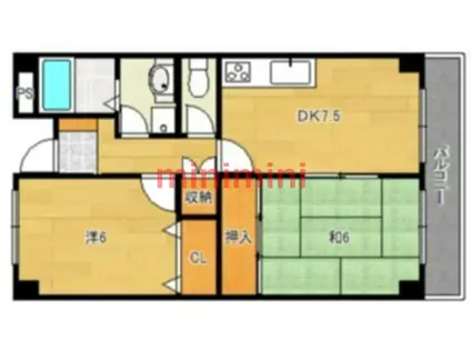 アメニティ駅前(2DK/3階)の間取り写真