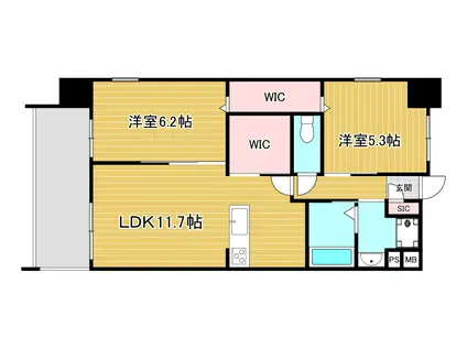 アベニール幸(2LDK/7階)の間取り写真