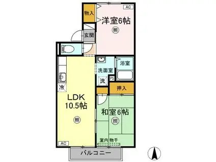 フォンティーヌ E(2LDK/2階)の間取り写真