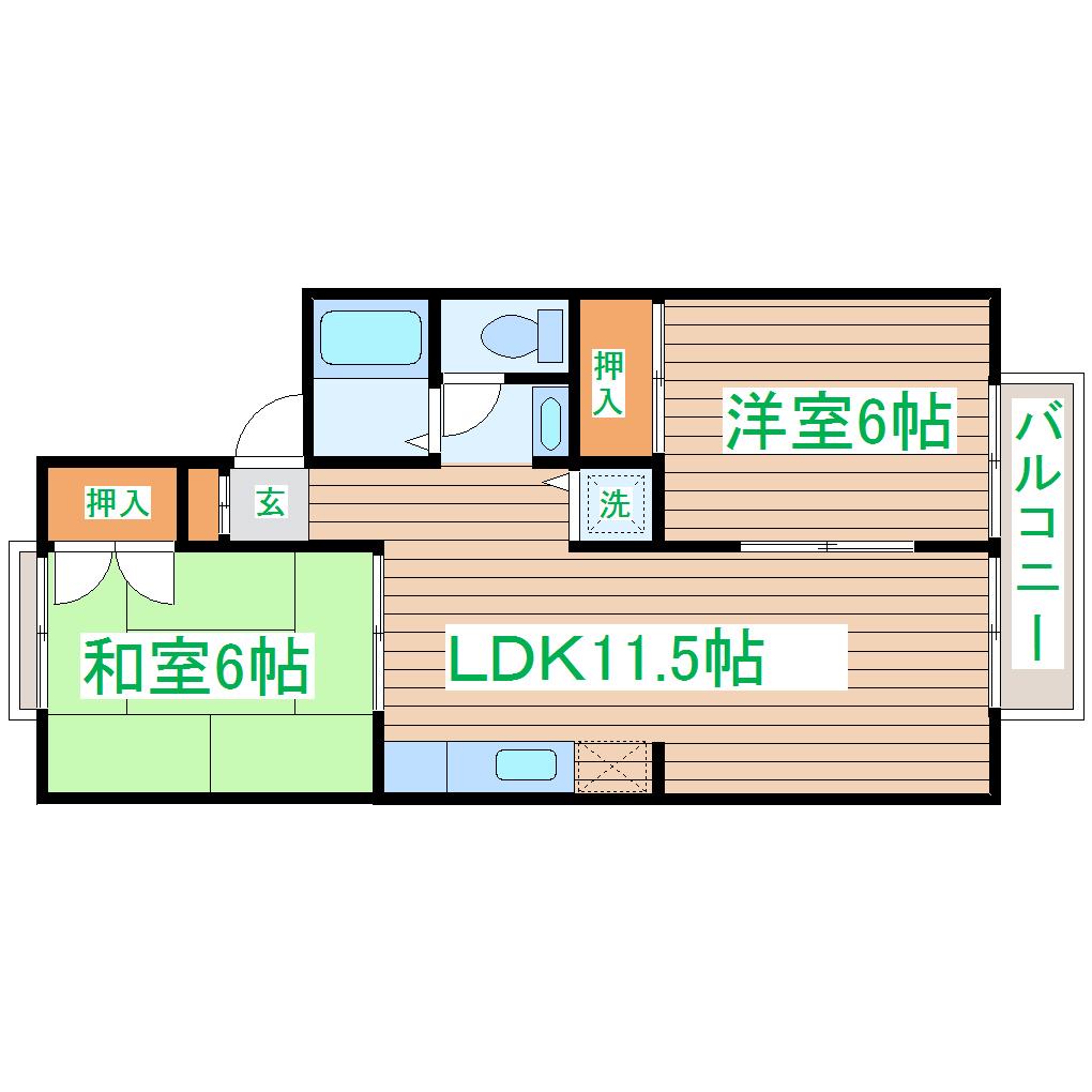 PARCROSETTE1(2LDK/2階)の間取り写真