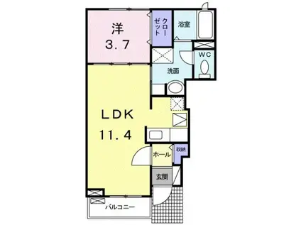 ミルキー(1LDK/1階)の間取り写真