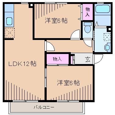 ハイツタチバナA(2LDK/1階)の間取り写真