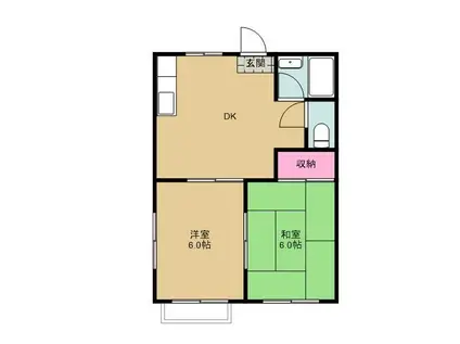 グランディハイツ(2DK/1階)の間取り写真