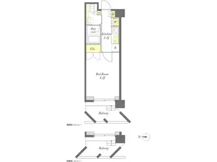 プライムメゾン浅草イースト(1K/2階)の間取り写真