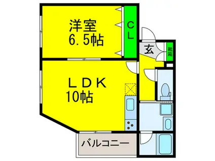 ラルミエール浅香山(1LDK/4階)の間取り写真