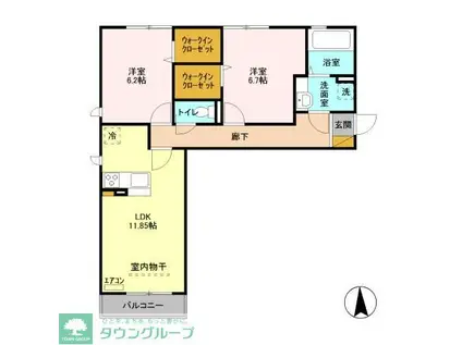 グランデA(2LDK/2階)の間取り写真