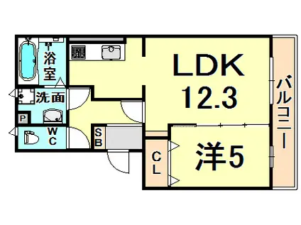 LIBRE Ⅲ(1LDK/1階)の間取り写真