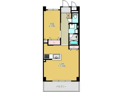 GARURU(1LDK/4階)の間取り写真