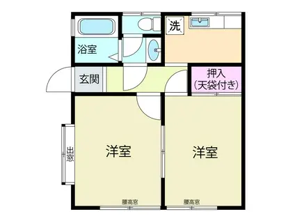 あかつきコーポ(2DK/1階)の間取り写真