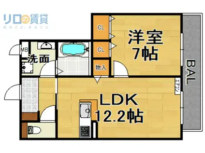 セントラルヴィレッジA棟(1LDK/2階)の間取り写真