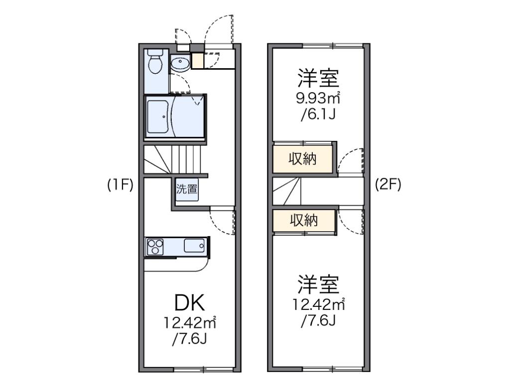 レオパレスサニーハイム光善寺(2DK/1階)の間取り写真