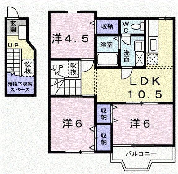 ルーラルタウンA(3LDK/2階)の間取り写真