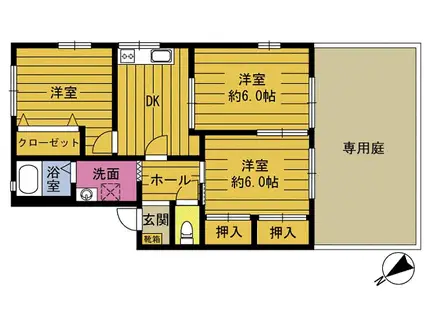 エストヒルズ  I棟(3DK/1階)の間取り写真