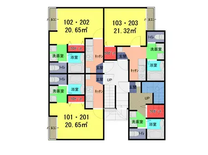 アリーザ春日部(1K/2階)の間取り写真