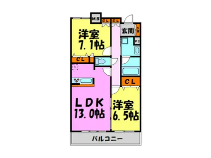 KDX宝塚レジデンス(2LDK/12階)の間取り写真