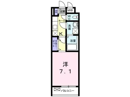 メルヴェーユ セゾン(1K/2階)の間取り写真
