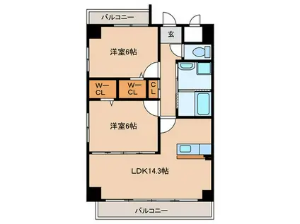 プリミエール春日井市役所前(2LDK/7階)の間取り写真