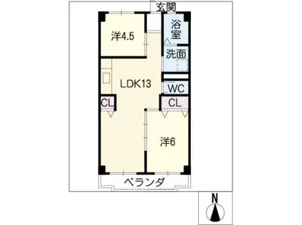 グランクレーア香南(2LDK/3階)の間取り写真