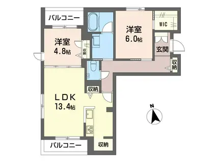 グランソワM(2LDK/1階)の間取り写真