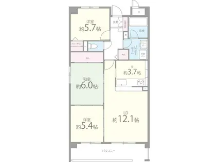 メゾン錦(3LDK/4階)の間取り写真