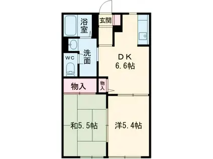 ムーンリバーサイドA棟(2DK/1階)の間取り写真