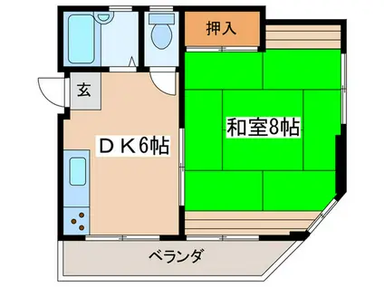 島倉コーポ(1DK/2階)の間取り写真