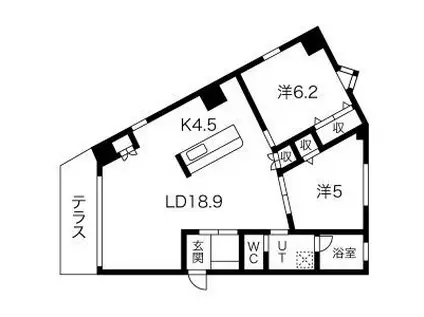 コミュニティーガーデンなごや(2LDK/1階)の間取り写真