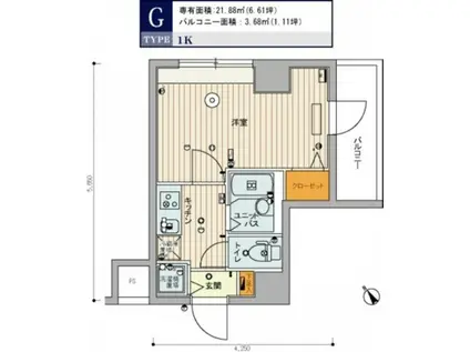 スカイコート豊島南長崎(1K/7階)の間取り写真