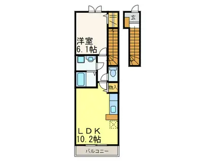 チェリーあい(1LDK/2階)の間取り写真