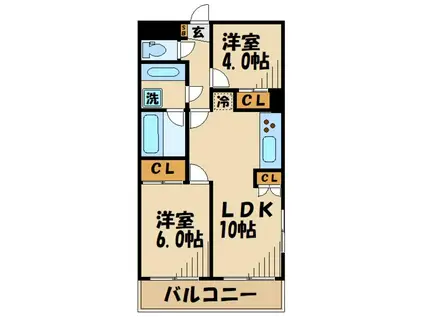 CASSIAたまプラーザ(2LDK/1階)の間取り写真