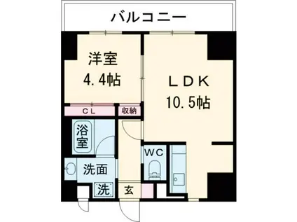 GLANZ高尾町(1LDK/8階)の間取り写真